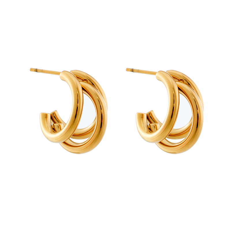 [NH33613924] Aretes de acero inoxidable 304 con recubrimiento PVD y chapado en oro 18k