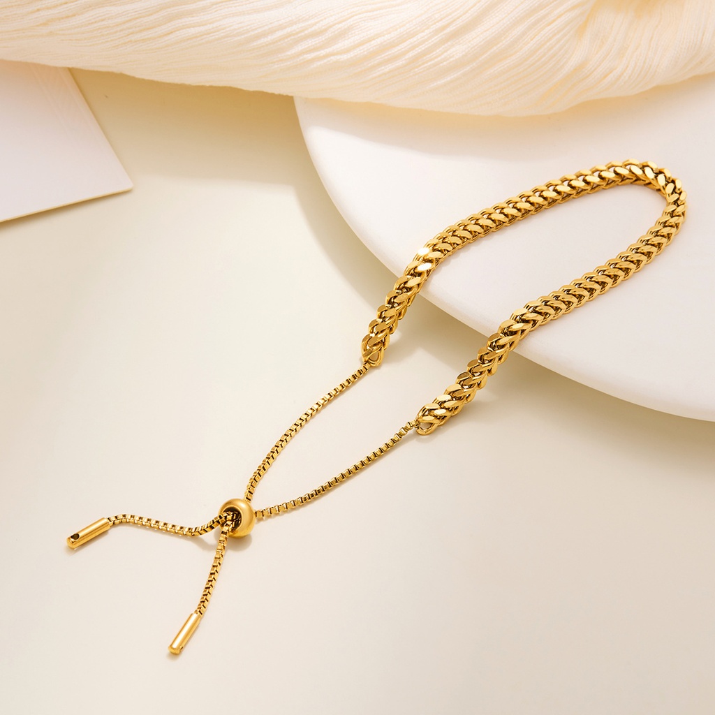 [NH42263131] Pulsera de diseño geométrico en acero inoxidable 316L (Cadena de ajuste de quilla de oro)